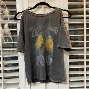 Graphic T-Shirt with Open-Shoulders